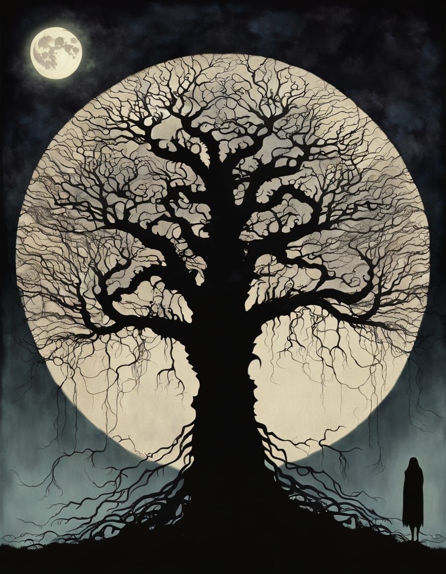 Ethereal Horror Under a Crescent Moon