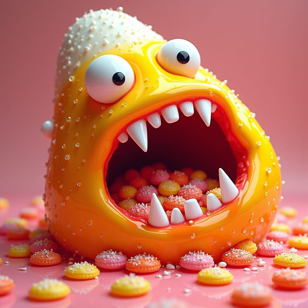 Candy Corn Monster Devouring Sugary Treats