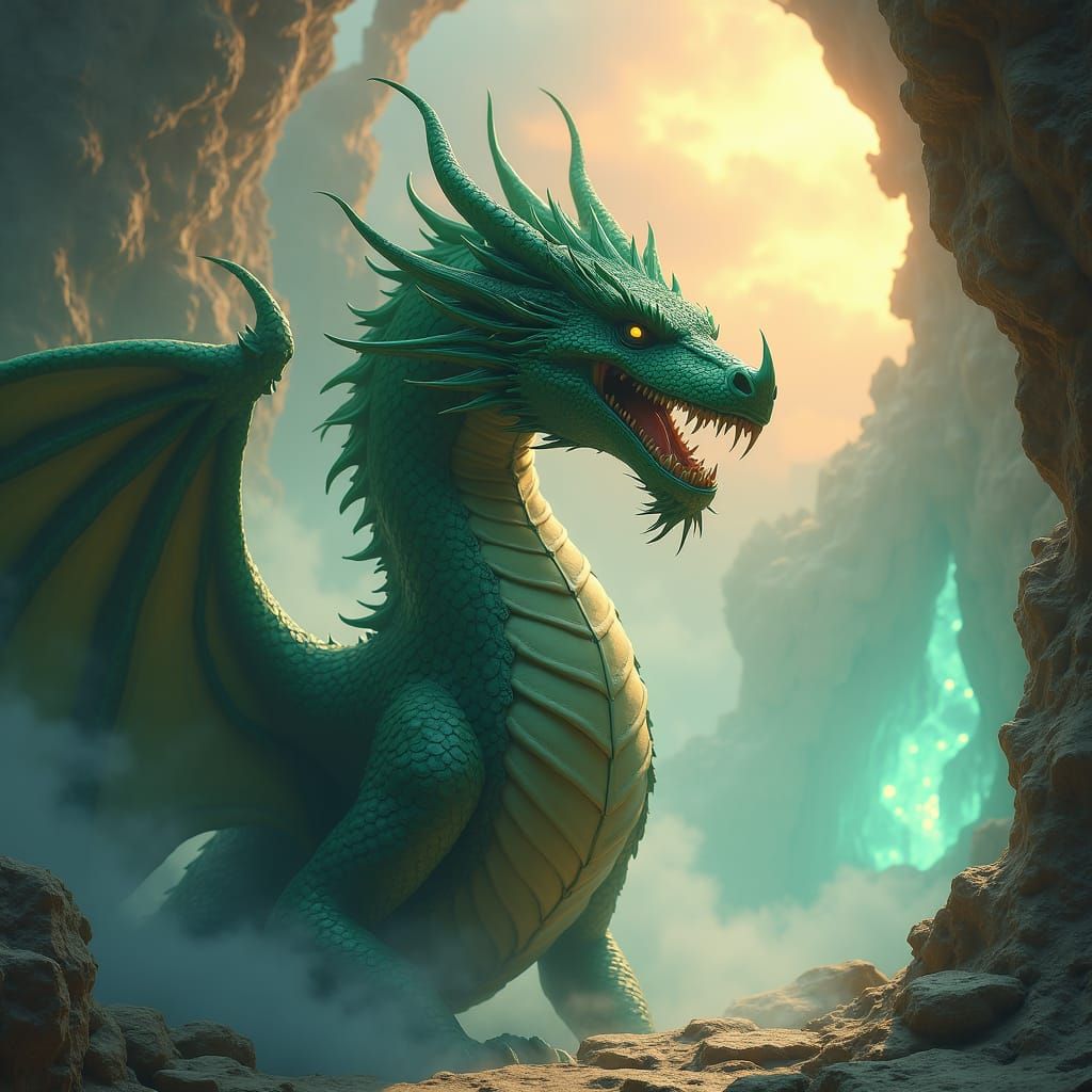 Regal Dragon in Mystical Realm: Concept Art