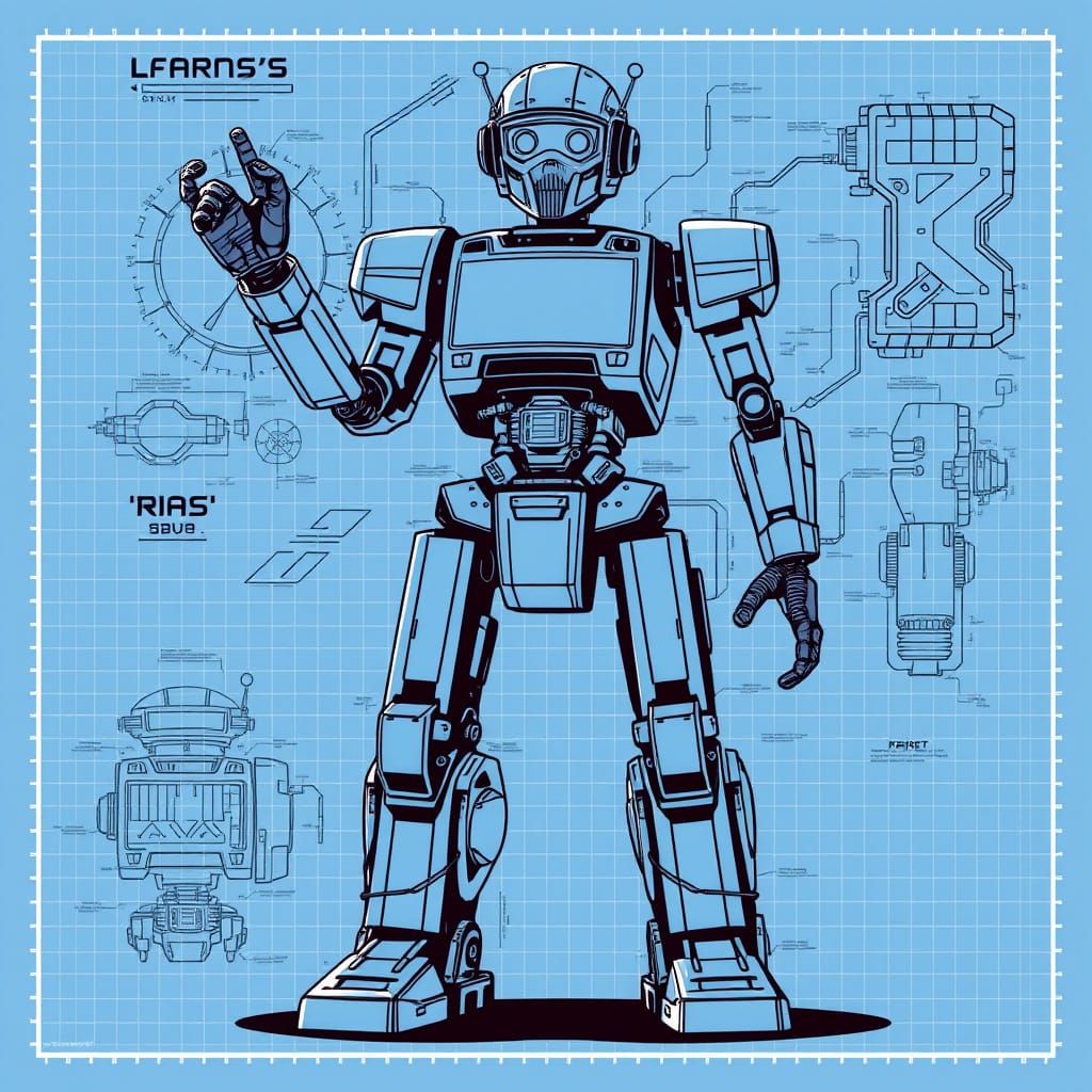 Detailed Blueprint of a Robot Design
