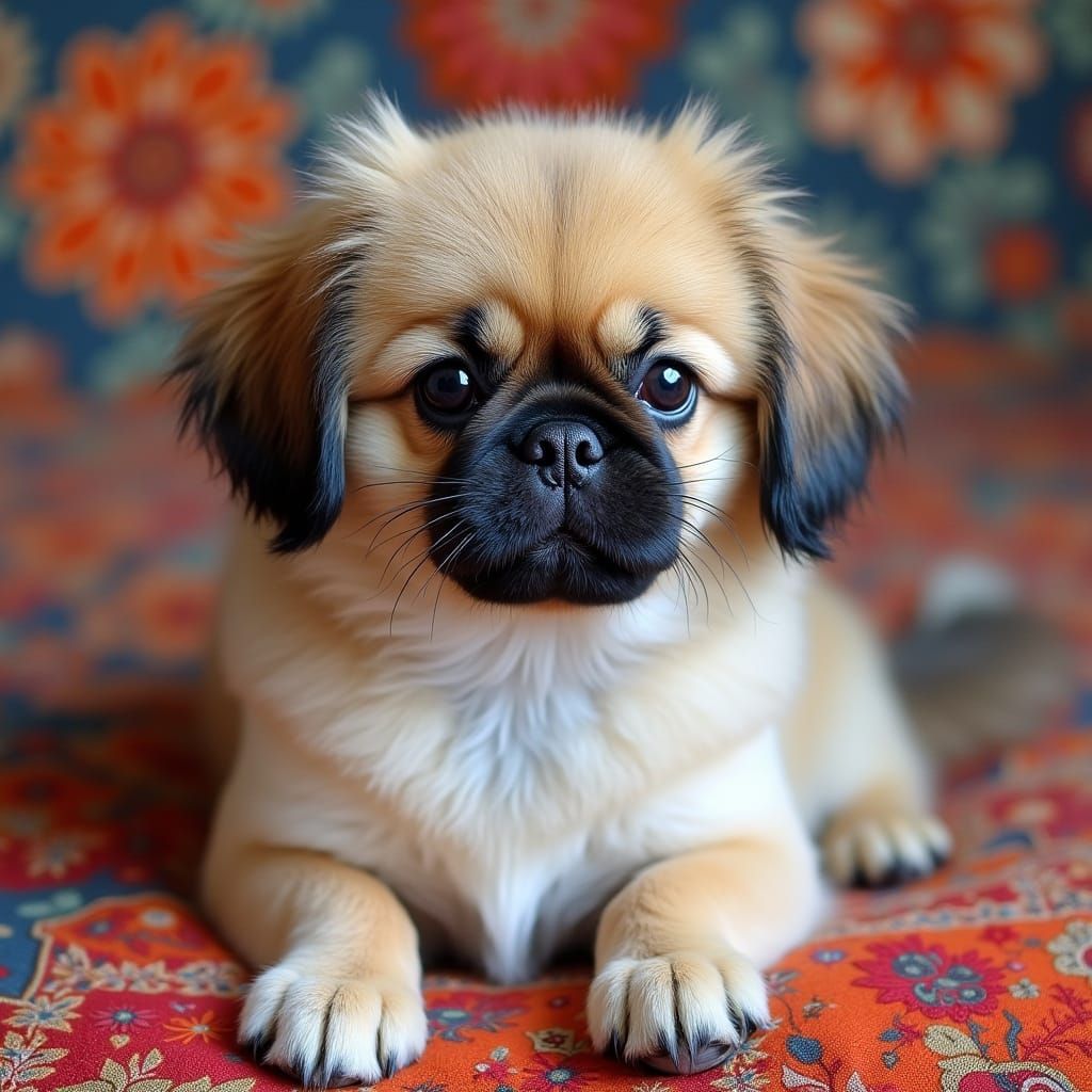 Whimsical Folk Art Dog Portrait in Soft Focus
