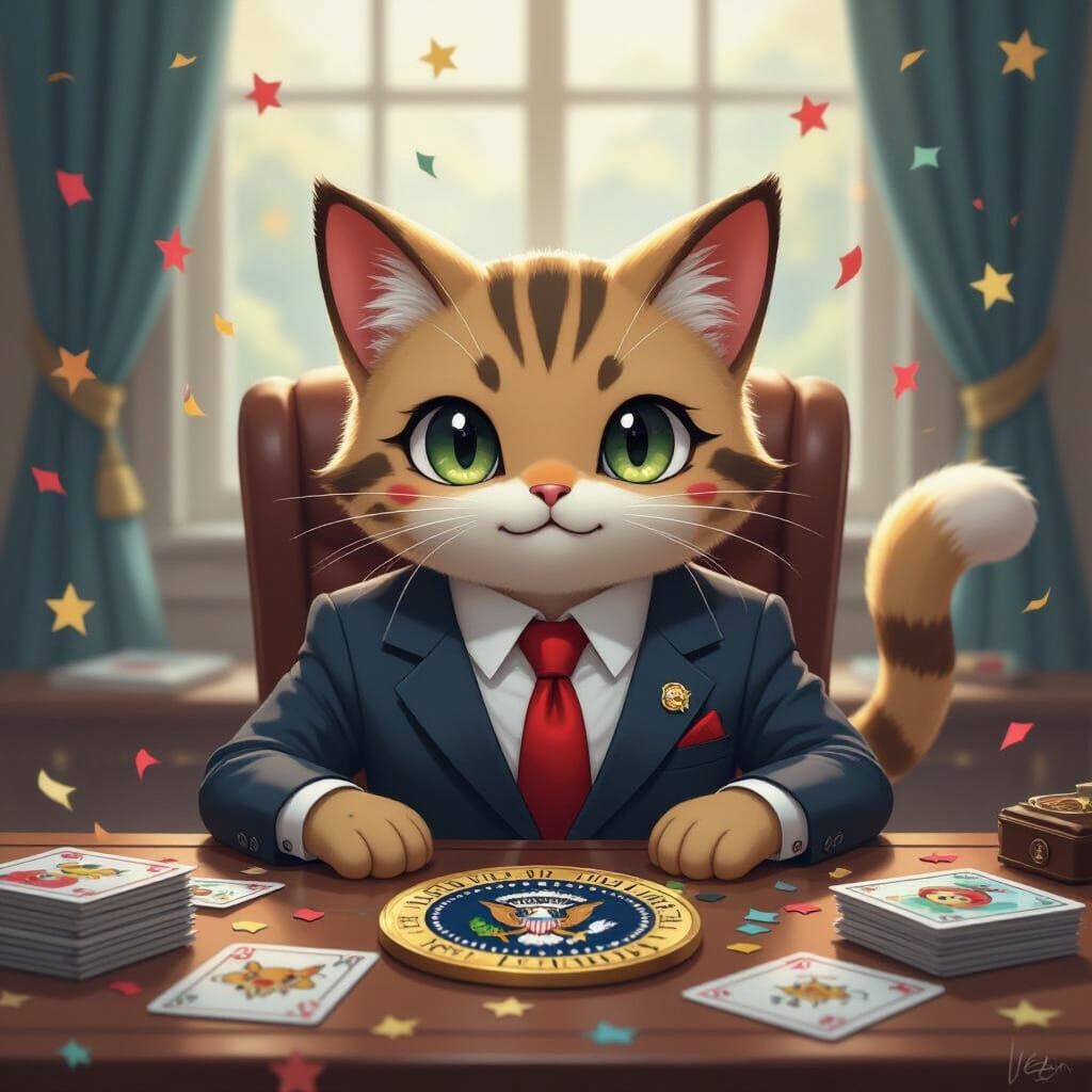 Meowth as Presidential Pokemon in Digital Art Style