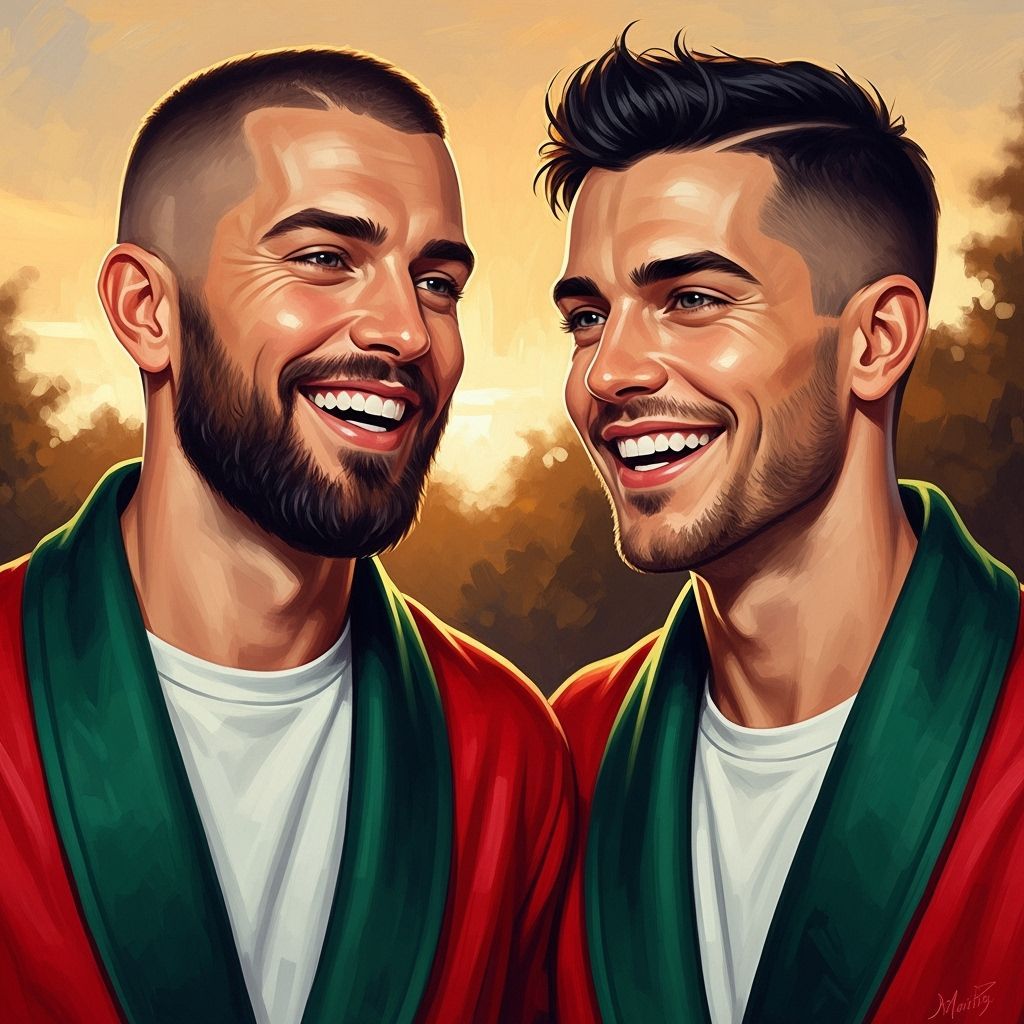 Joyous Portrait of Two Men in Impressionist Style