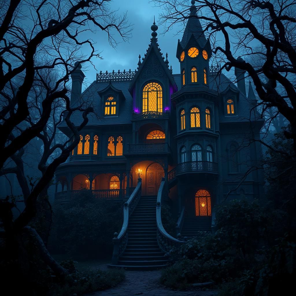 Foreboding Haunted Mansion in Dark Fantasy Style