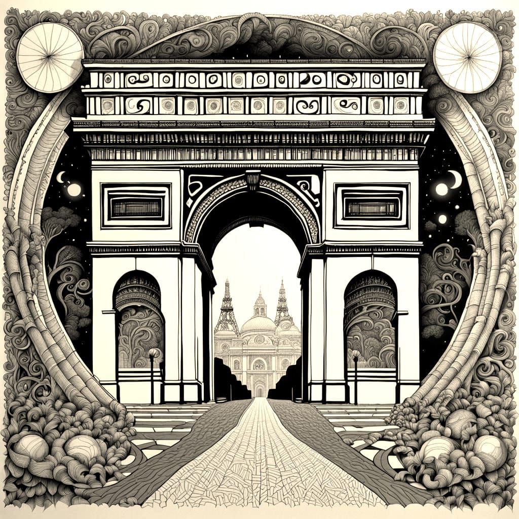 Optical Illusion: Arc de Triomphe in Art Nouveau Style