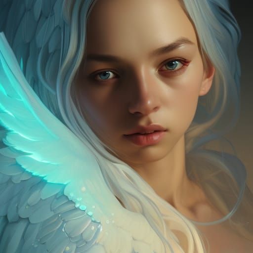 Angelic Portrait in Hyperdetailed Art Nouveau Style