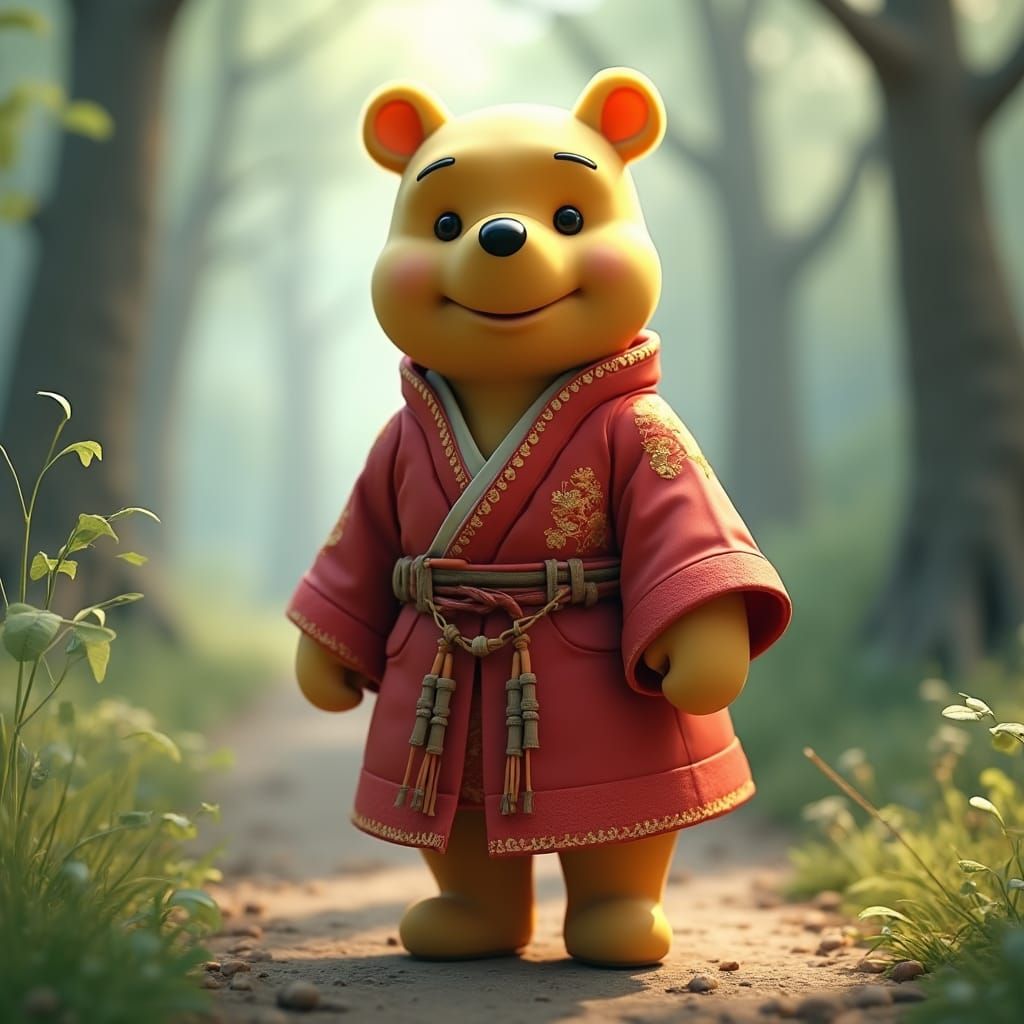 Winnie the Pooh in Karate Gi, Anime Style