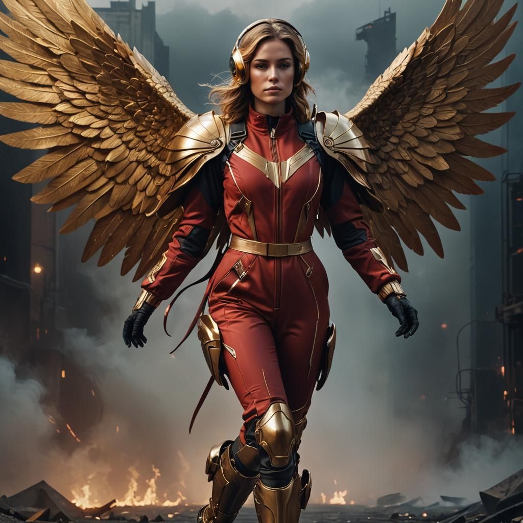 Woman with Golden Wings in Fantasy Concept Art
