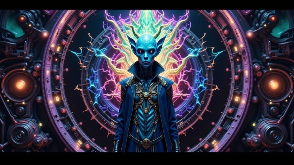 Alien Mandala: Regal Woman and Flux in Matte Painting Style