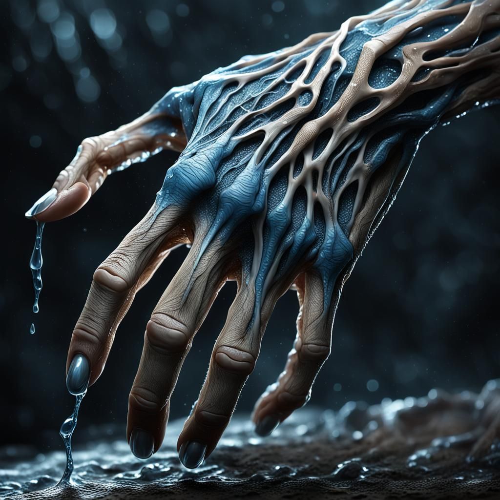 Biomechanical Vein Hand Concept Art in Dark Fantasy Style