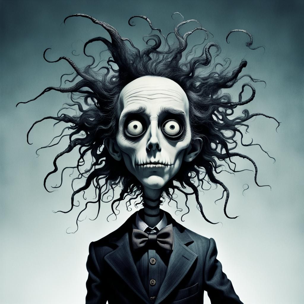 Dissolving Figure in Tim Burton Style