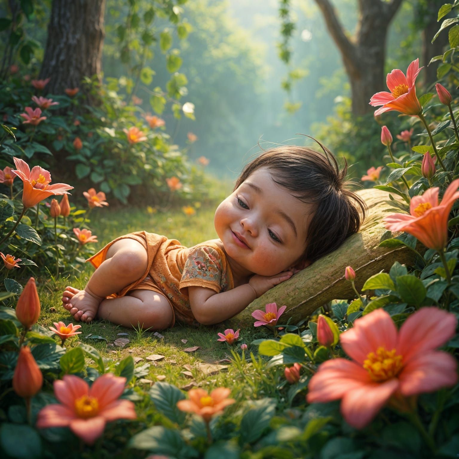 Chubby Baby Graphic Art in Detailed Matte Painting