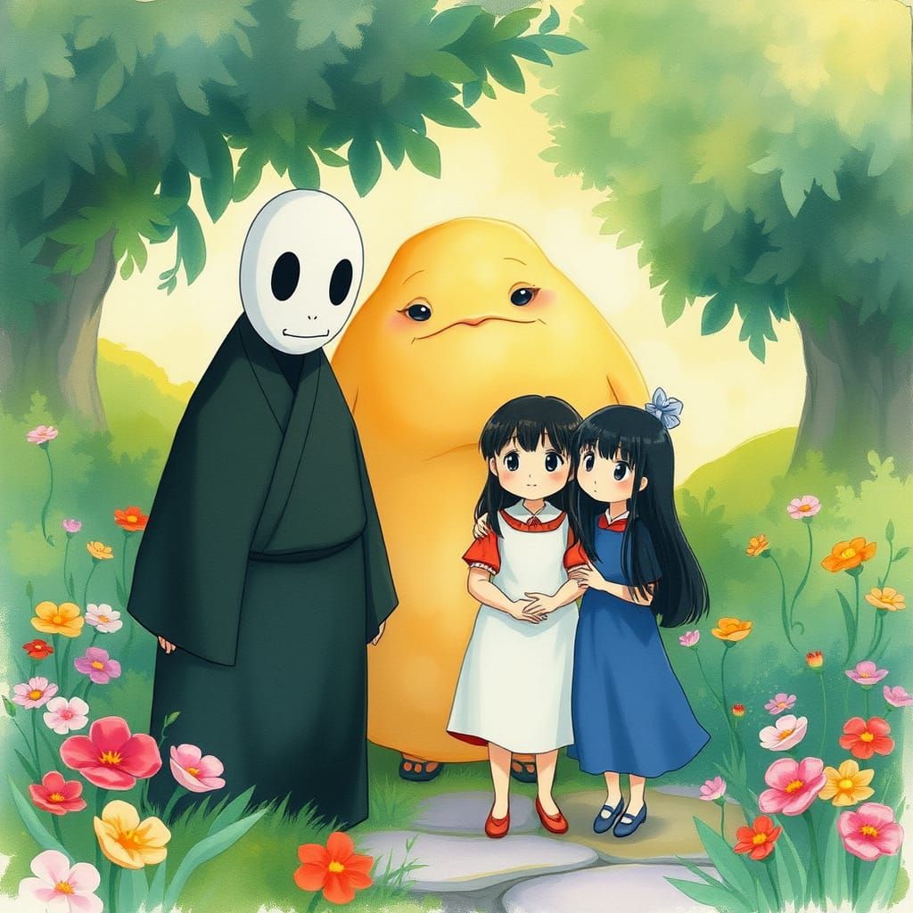 Dreamlike Whimsy in Classic Japanese Folk Art Style