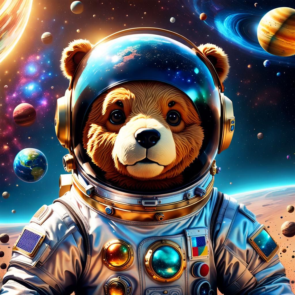 Teddy Bear Astronaut in Surreal Digital Art