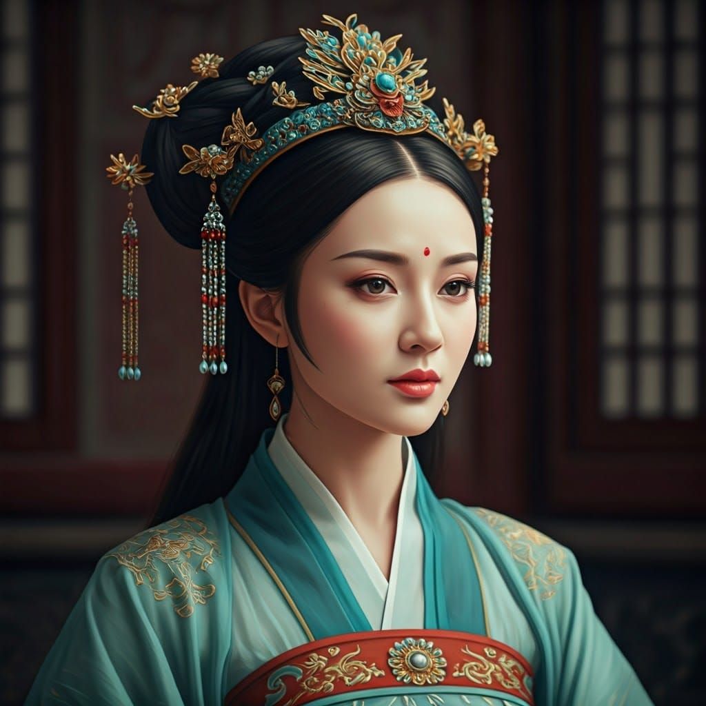 Elegant Chinese Noblewoman in Imperial Regalia