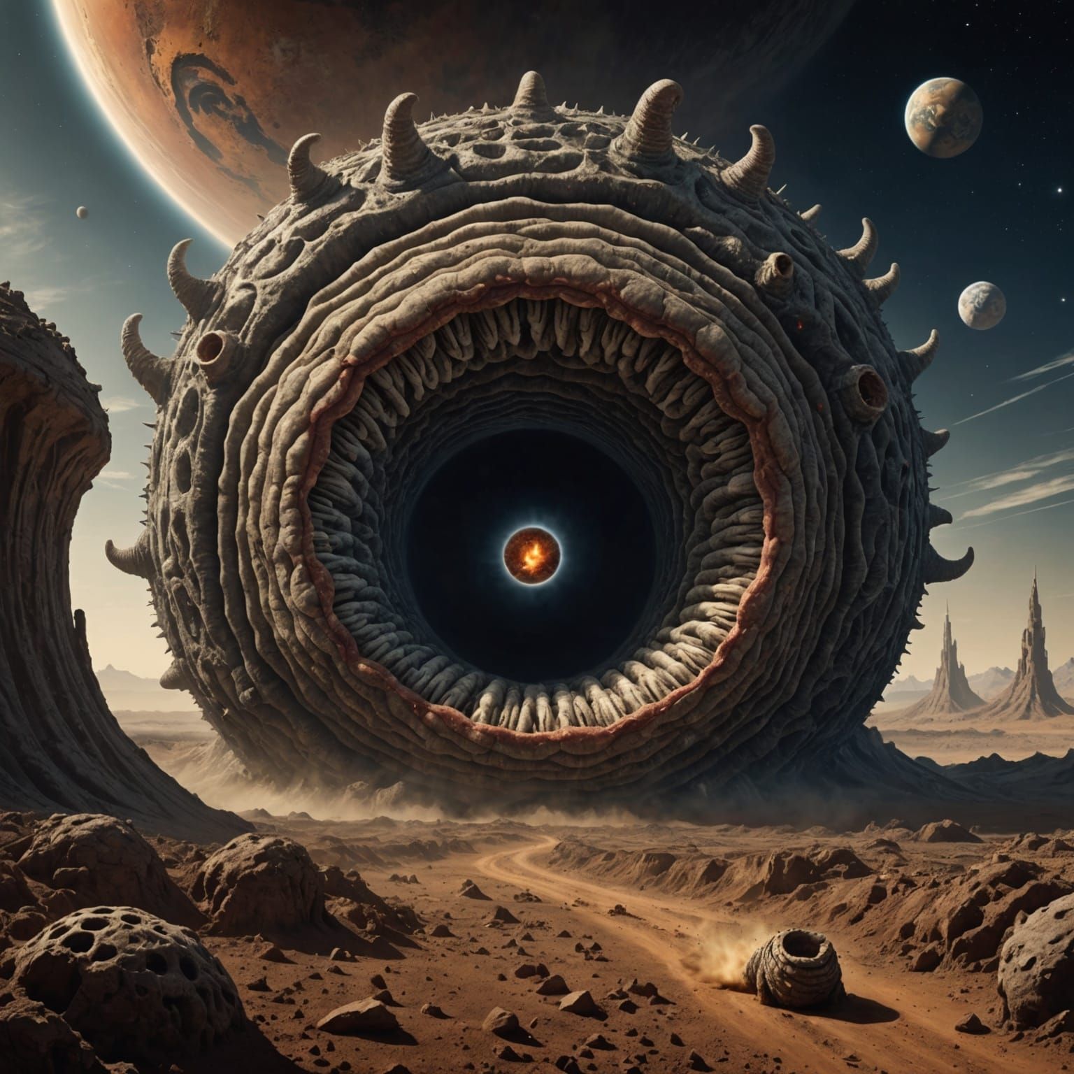 Earth Consumed by Giant Worm