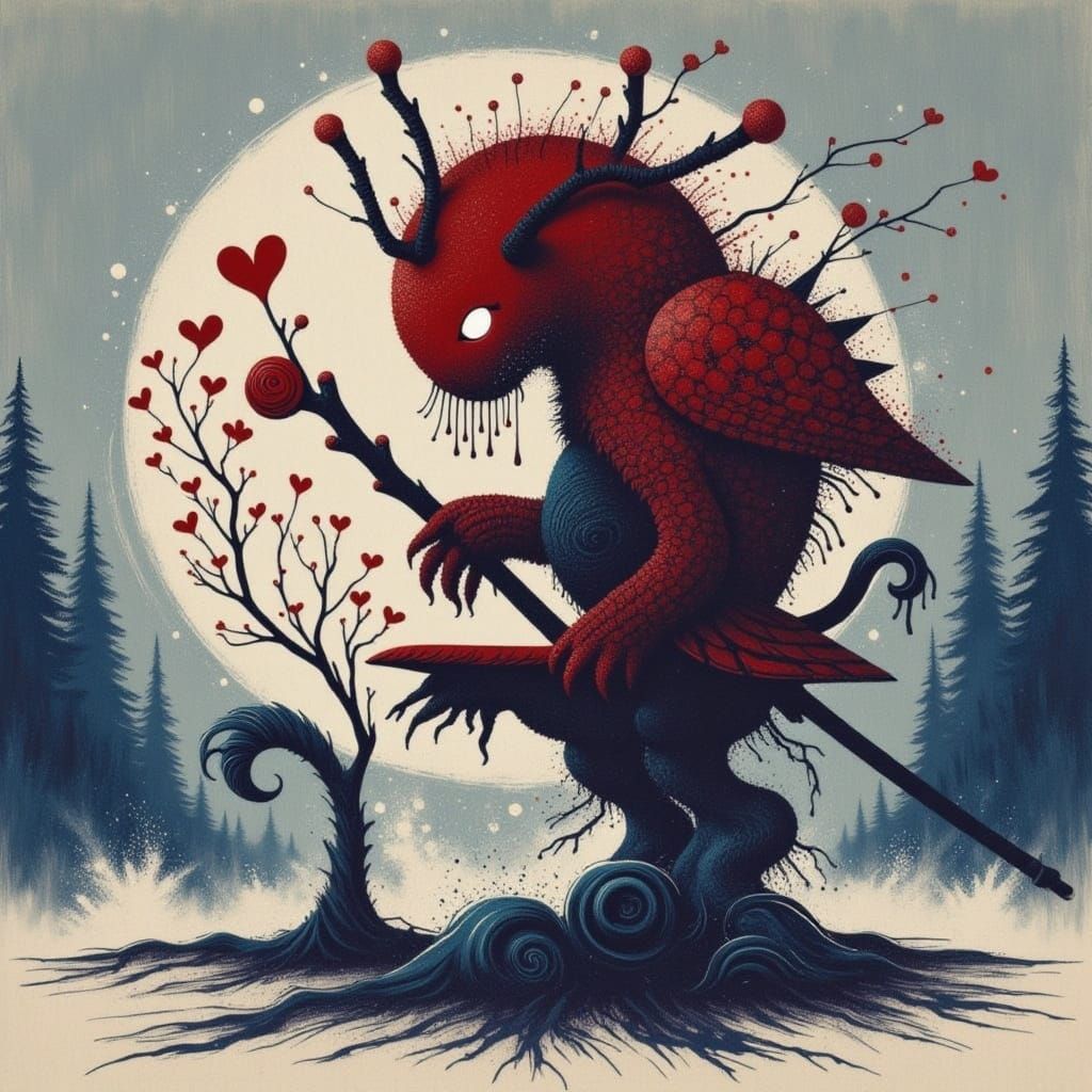 Surreal Summer Night Scene in Dark Romantic Style