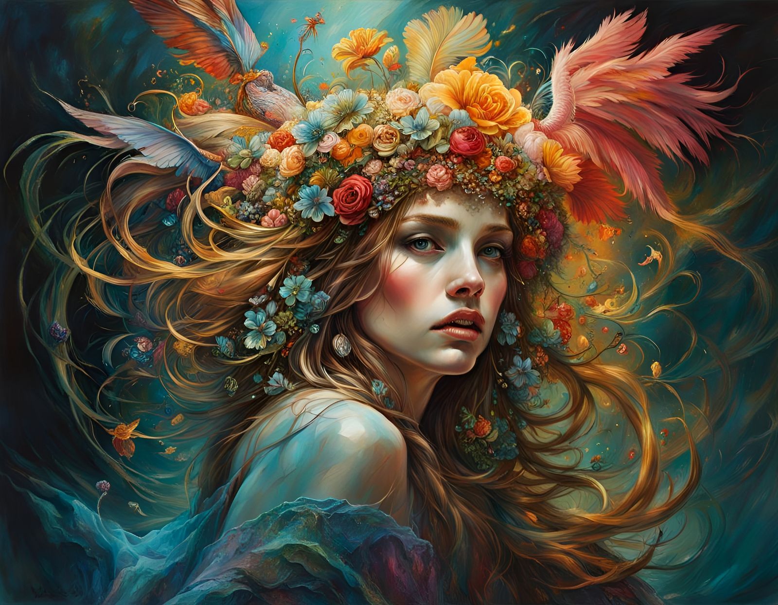 Bizarre Creation in Sparkling Water, Oil on Canvas