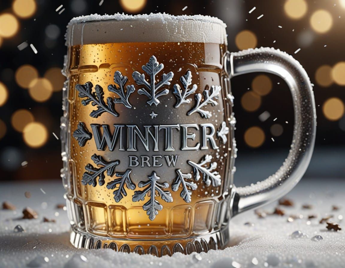 Winter Brew Beer Mug in Hyper-Realistic Metal Relief