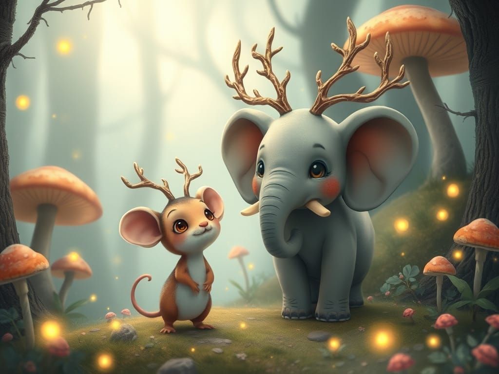 Magical Forest Encounter: Mouse and Elephant