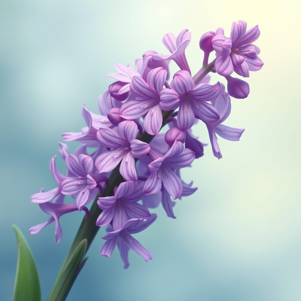 Ethereal Purple Hyacinth Bloom in Digital Illustration Style