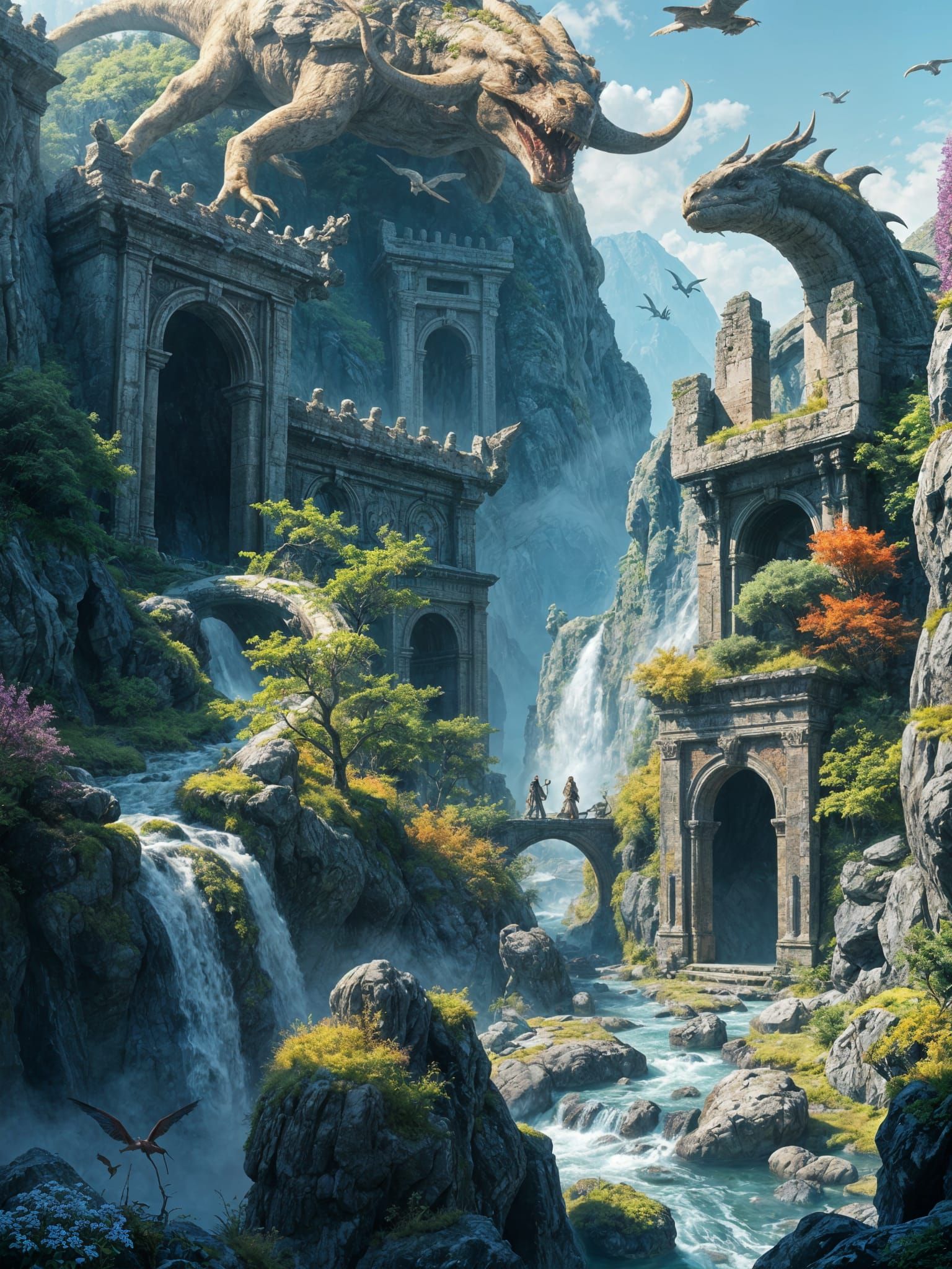 Fantasy World: Mythical Creatures and Ancient Ruins