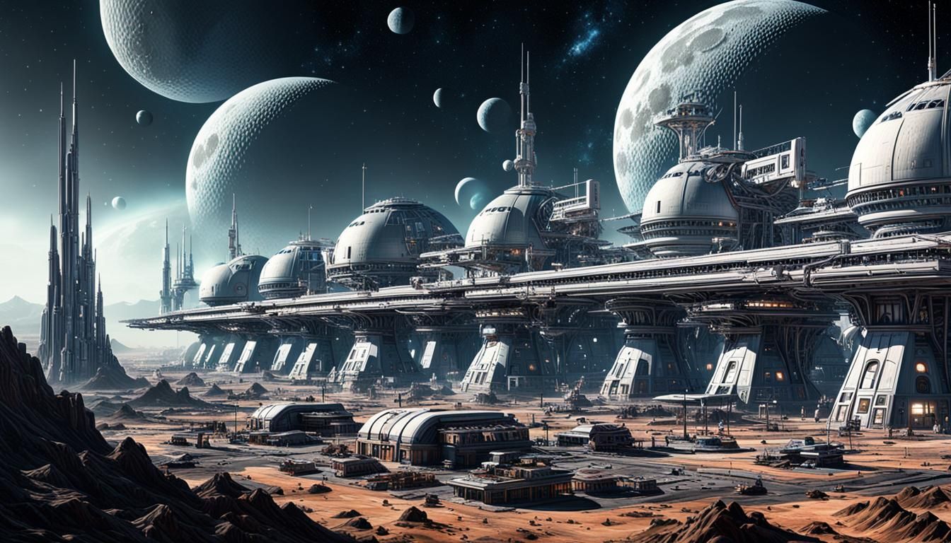 Retro-Futuristic Moon Colony in Hyperreal Detail