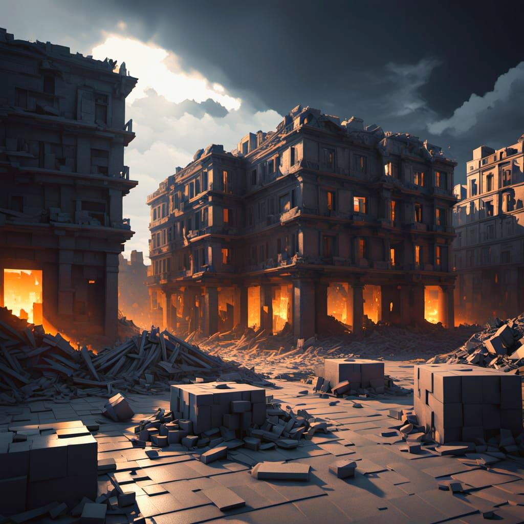 Voxel Artistic Reimagining of Guernica in Hyperrealistic Det...