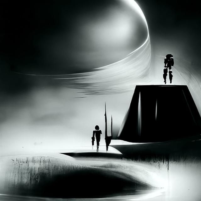 Minimalist Monochrome Dark Science Fiction Art