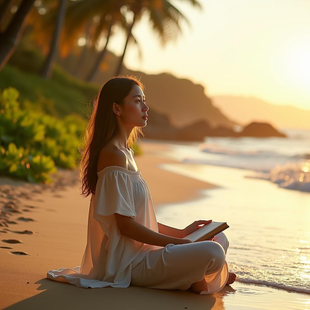 Beachfront Serenity: Journaling at Sunset