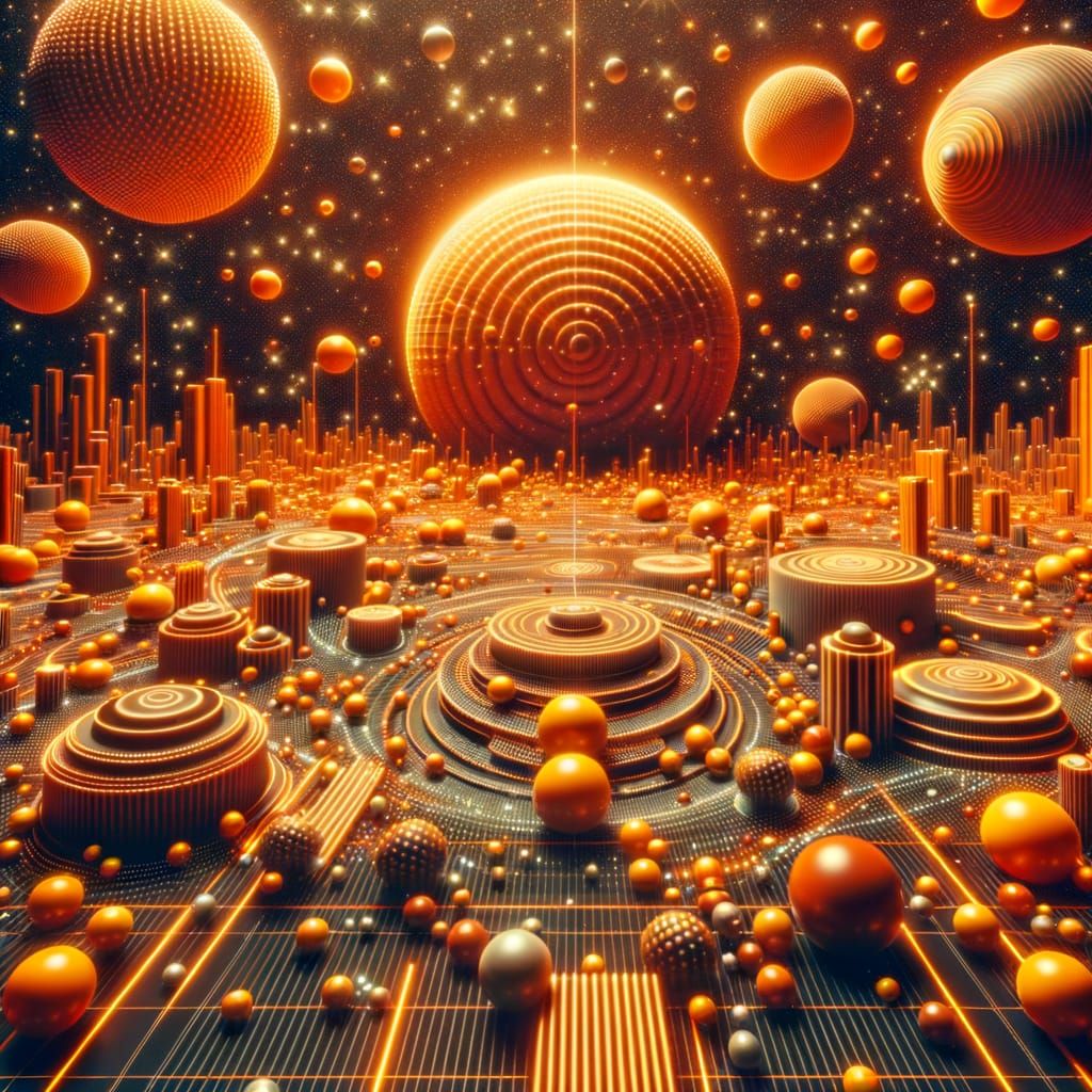 Vibrant Orange Extraterrestrial Realm in Retro-Futuristic St...