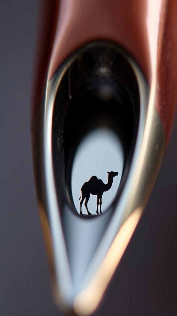 Surrealist Needle Eye Portal with a Camel