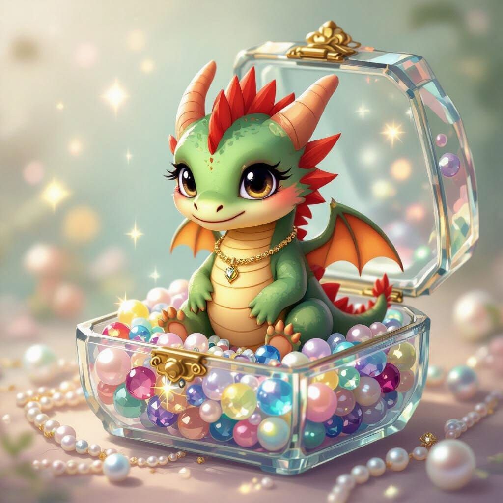 Chibi Dragon in Jewelry Box, Miyazaki Style