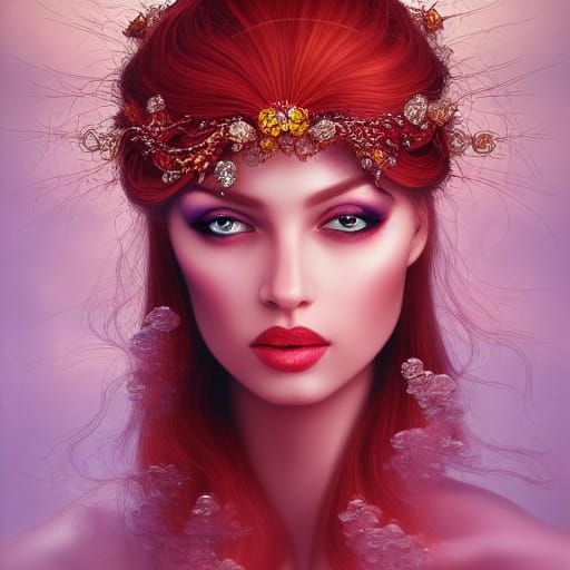 Fantasy Princess Portrait with Fire and Rubies