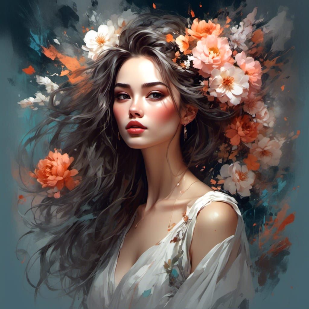 Floral Woman Portrait in Ethereal Style
