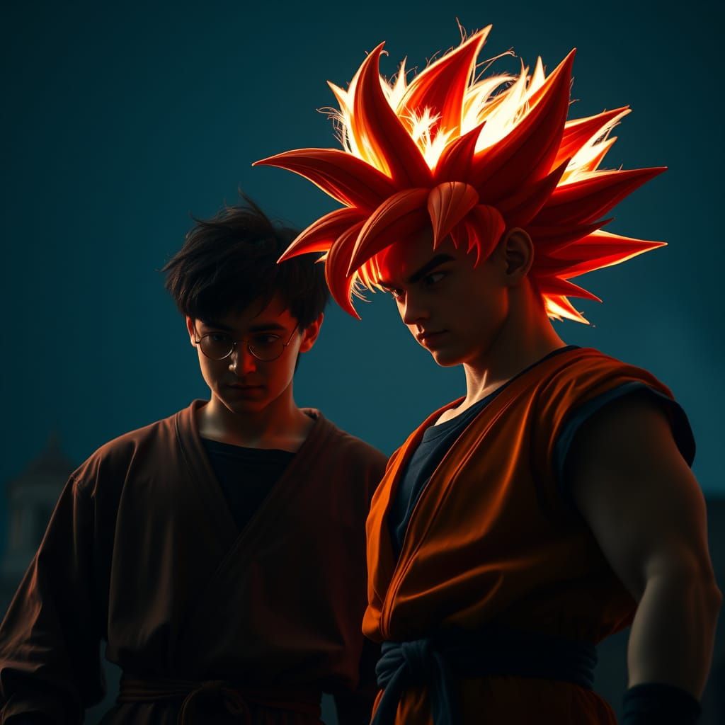 Epic Clash of Goku and Harry Potter in a Fiery Showdown