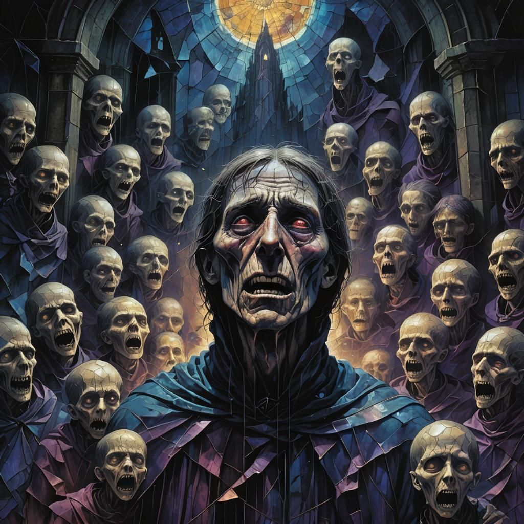 Tormented Figure Surrounded by Ghostly Children