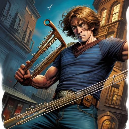 Irish Musical Instrument in Comic Book Style