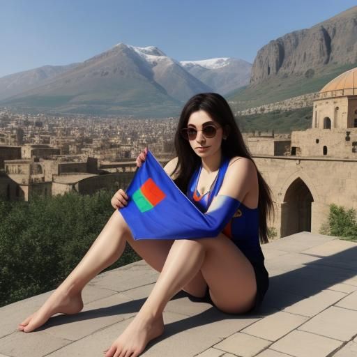 Girl with Armenian Flag: Barefoot Patriotism