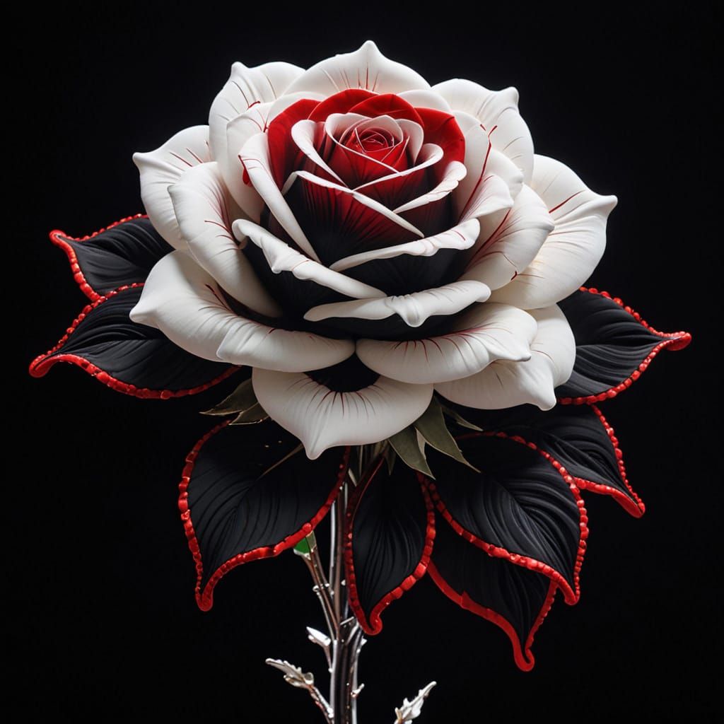 Futuristic Rose Bloom on Black Velvet