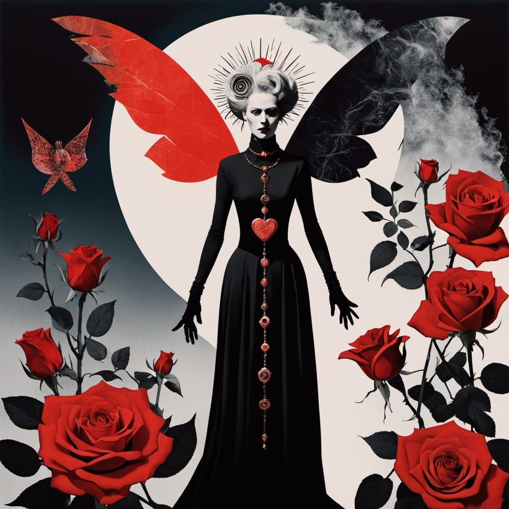 Vibrant Punk Goddess in Dramatic Photogram Art