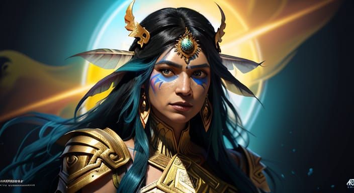 Indian Fairy Goddess Portrait in Art Nouveau Style