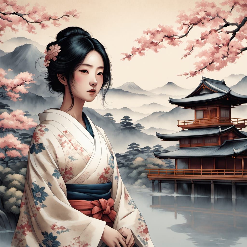 Traditional Japanese Woman in Serene Portrait