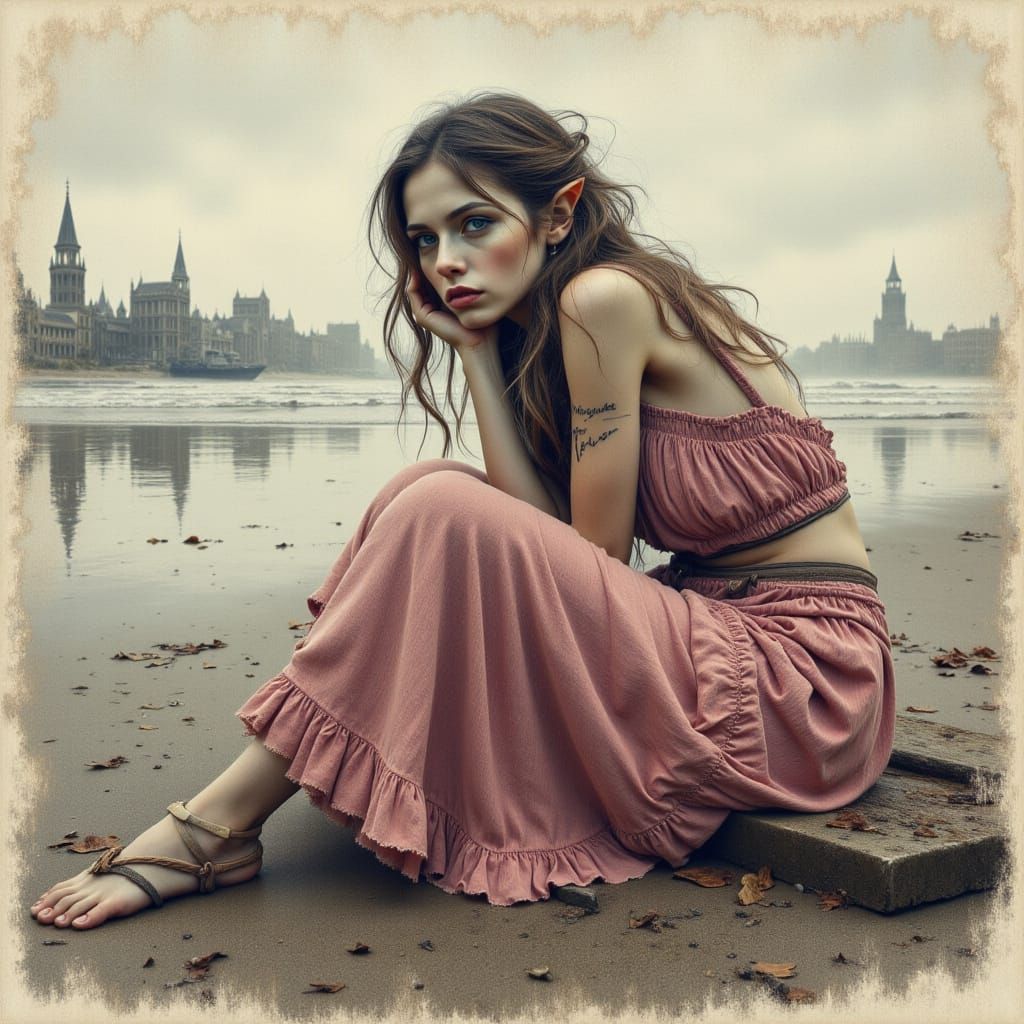 Ethereal Elf in Charcoal Hues