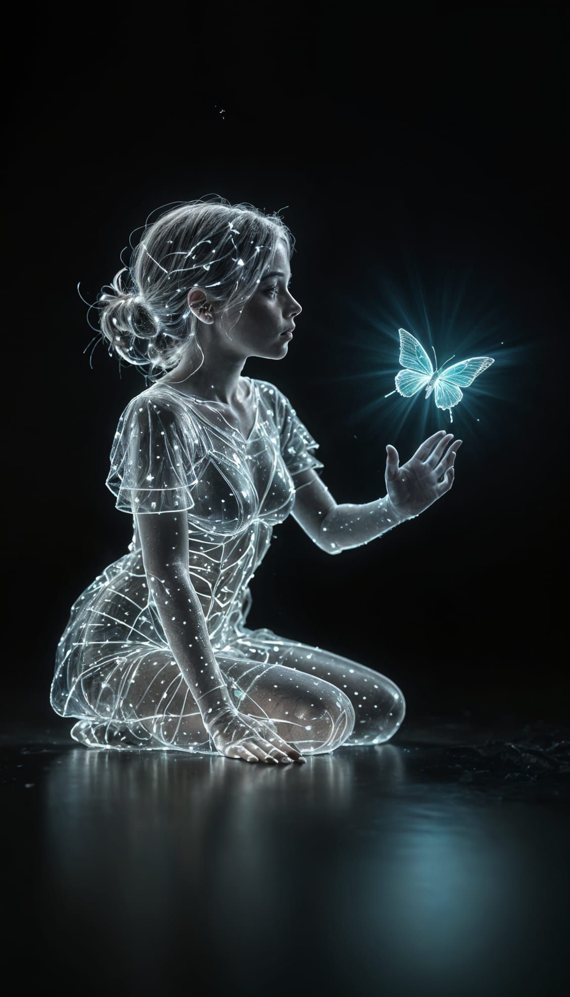 Ethereal Bioluminescent Beauty Emits Warning Beams in Dark A...