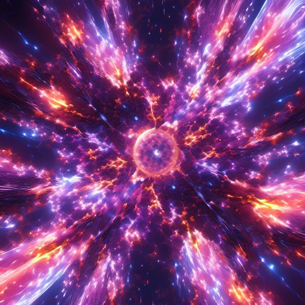 Abstract Lightning World in Polychromatic Nebula