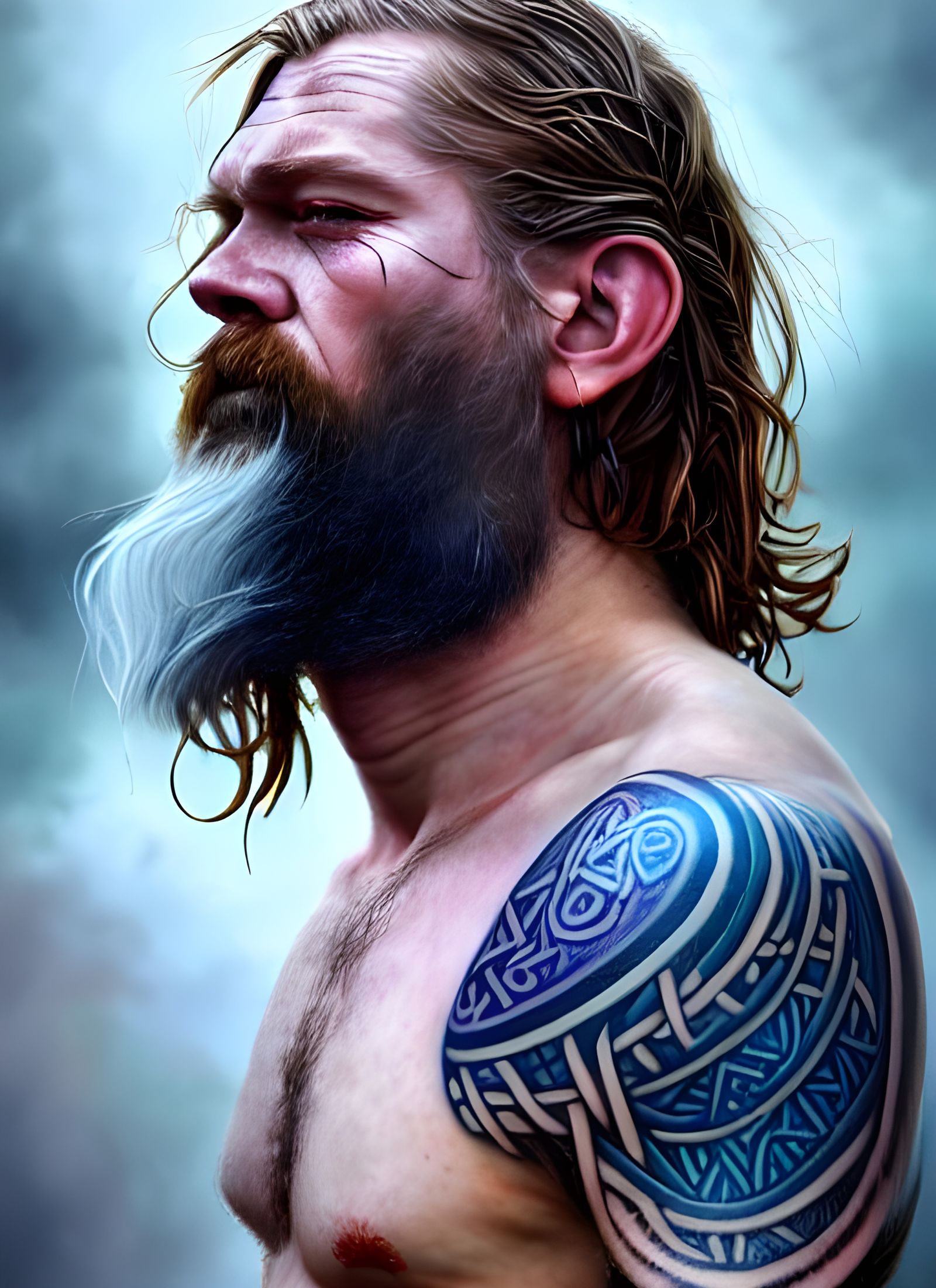 Rugged Viking Portrait in Photorealistic Style
