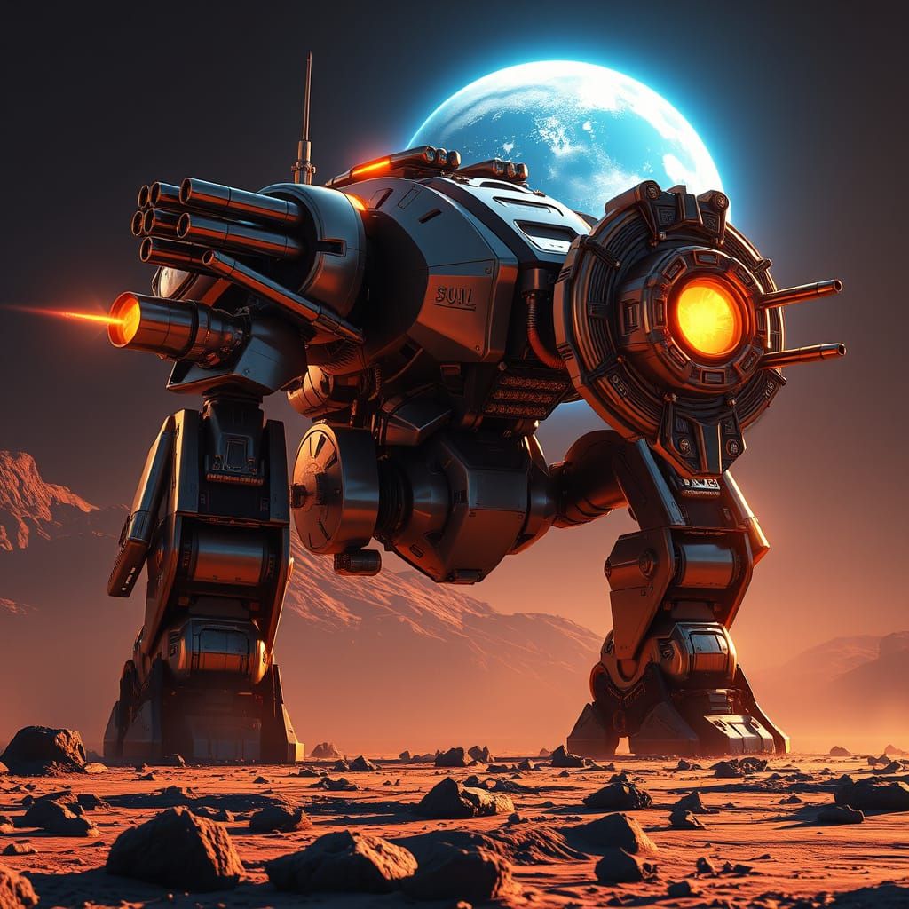 Cybor War Machine Dominates Martian Landscape