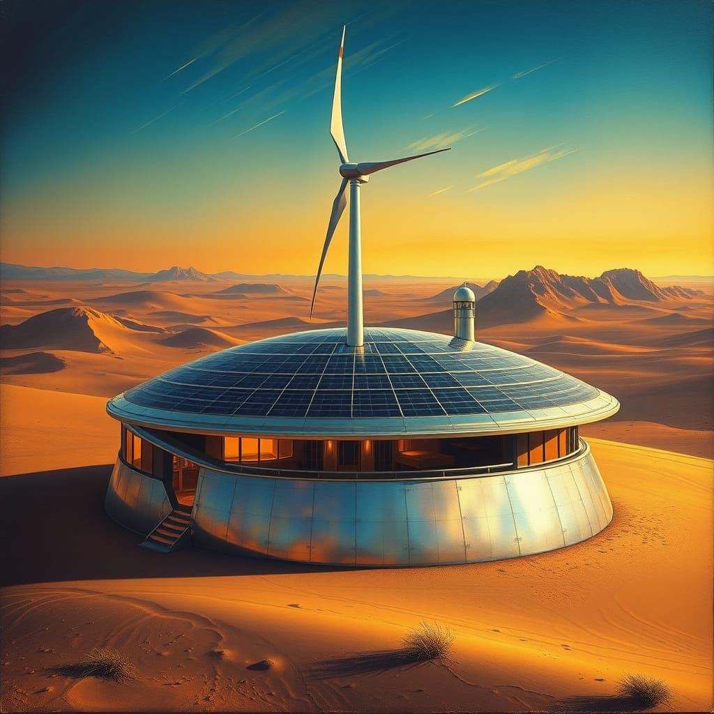 Surreal Solarpunk Oasis in the Desert
