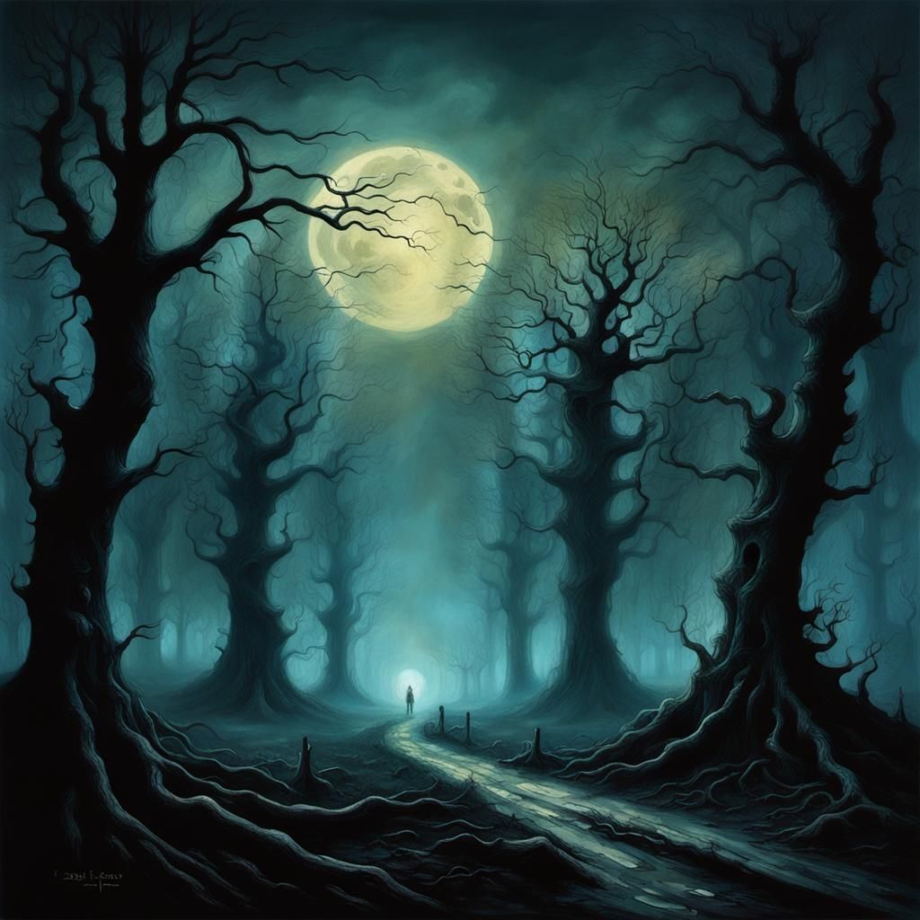 Eerie Abandoned Landscape in Dark Surrealist Style